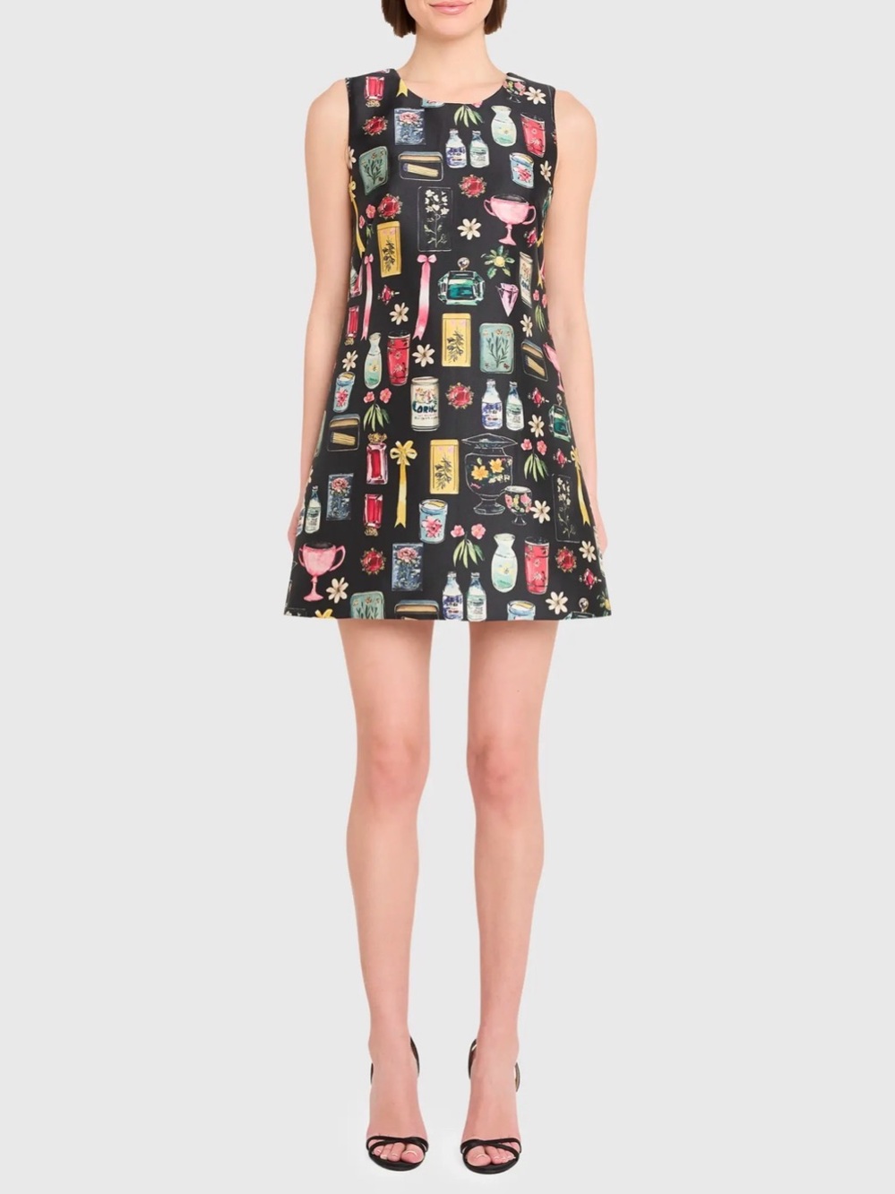 Amanda Uprichard Black Novelty Print Shift Mini Dress Size Small NWT